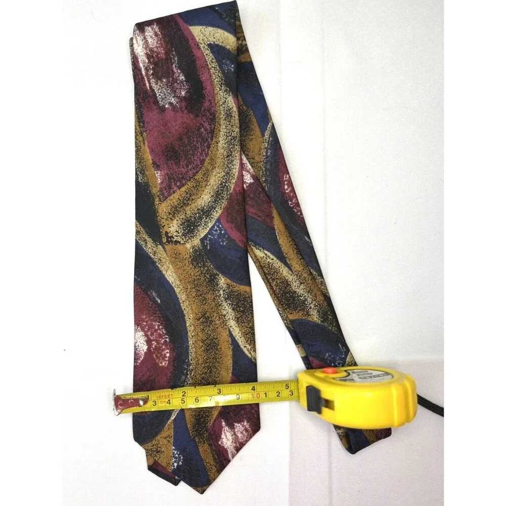 Viaggio Men's Tie 100% Silk Blue Gold Maroon Abstract Pattern